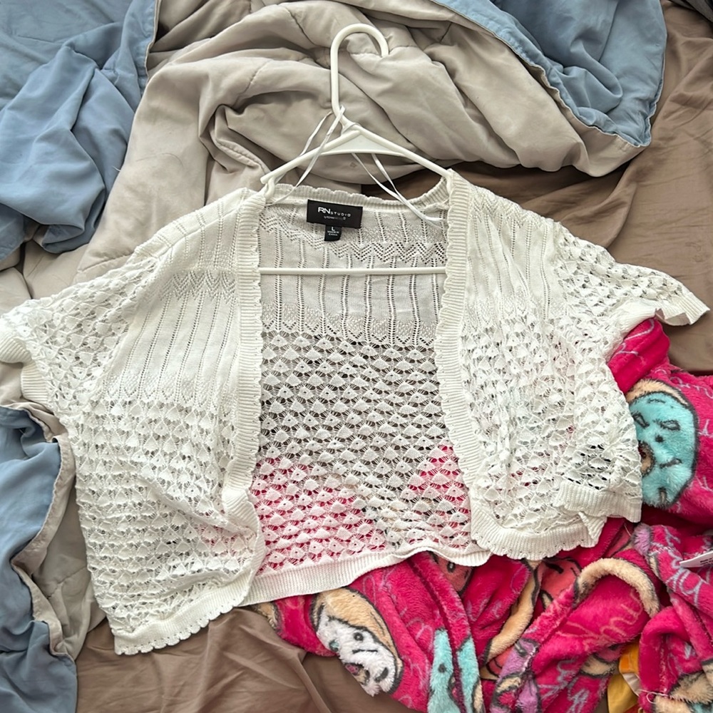 white cardigan